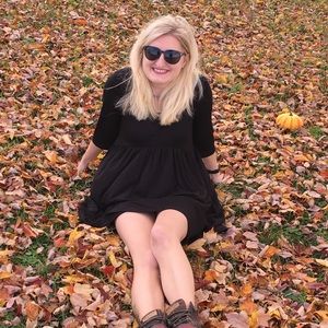 Annabelle Boutique Black BabyDoll Dress with 3/4 Length Sleeves Small